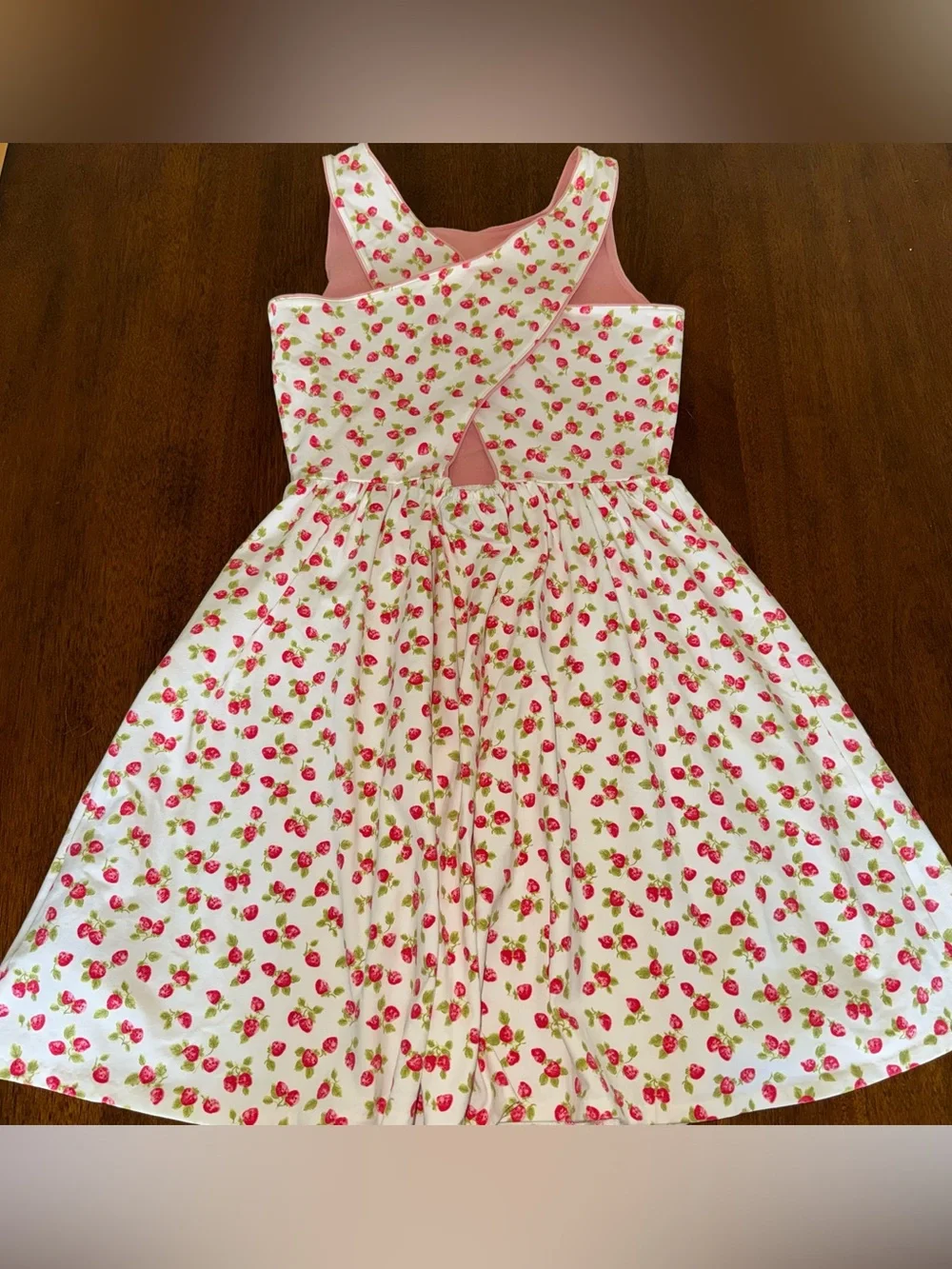 Ralph Lauren Strawberry Stretch Jersey Dress Cream Tank Sleeveless Large 12 / 14